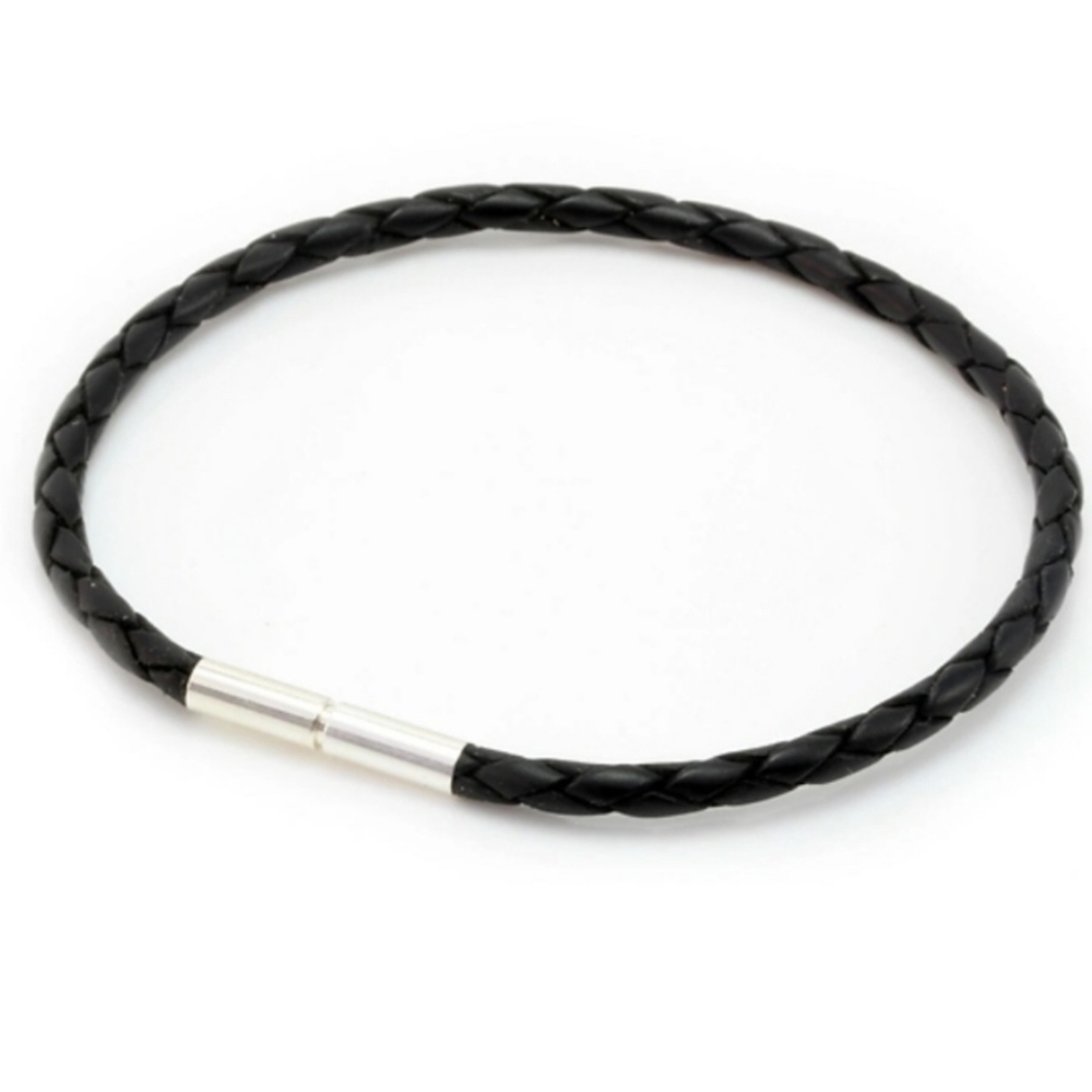 🎆Brand New Linx Black Leather Wrap Boho Braided Cord Charm Bracelet